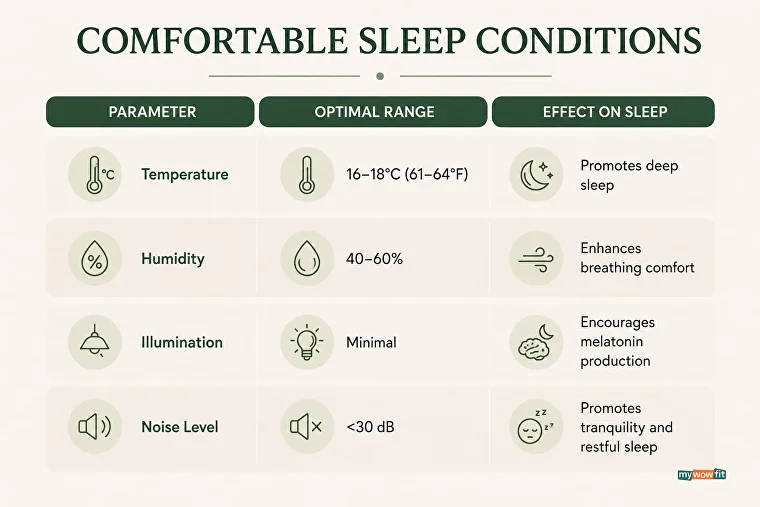 Infographic: comfortable sleep conditions