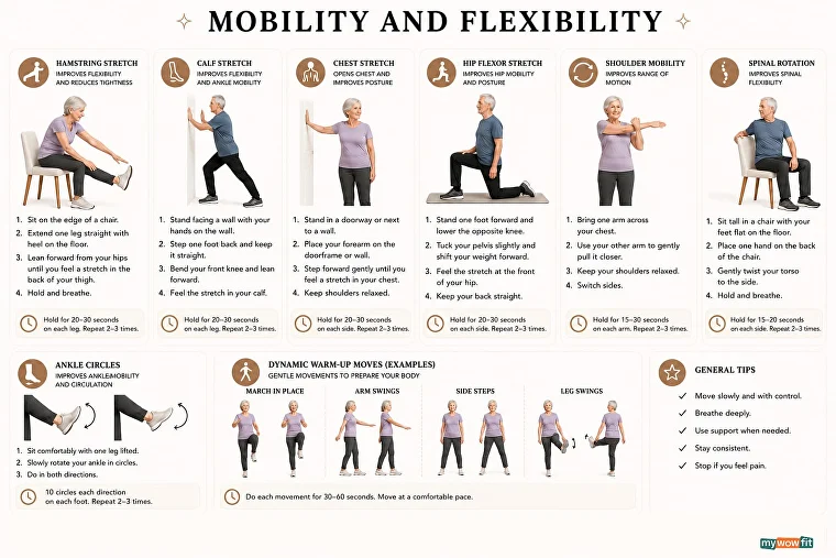 Infographic: mobility and flexibility exercises