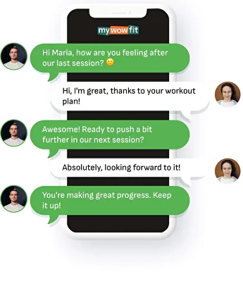 Chat with a Mywowfit trainer in the app
