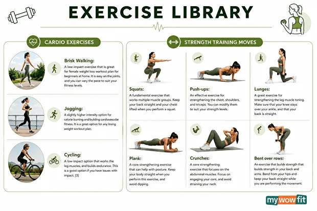 Infographic: exercise library for beginners