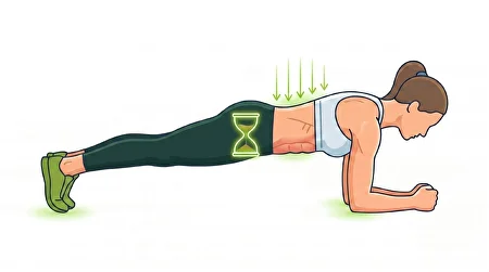 Illustration of a woman holding a forearm plank