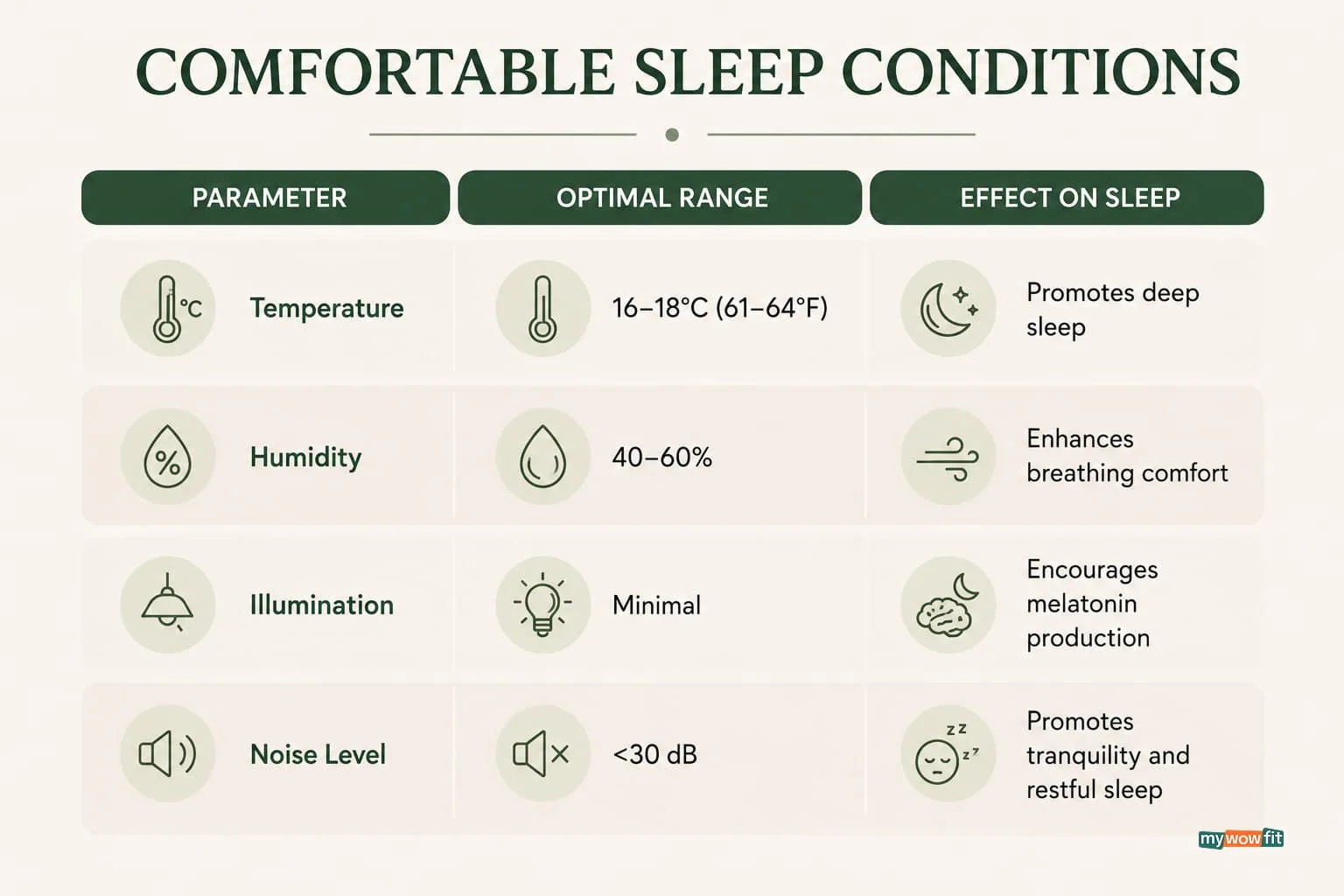 Infographic: comfortable sleep conditions