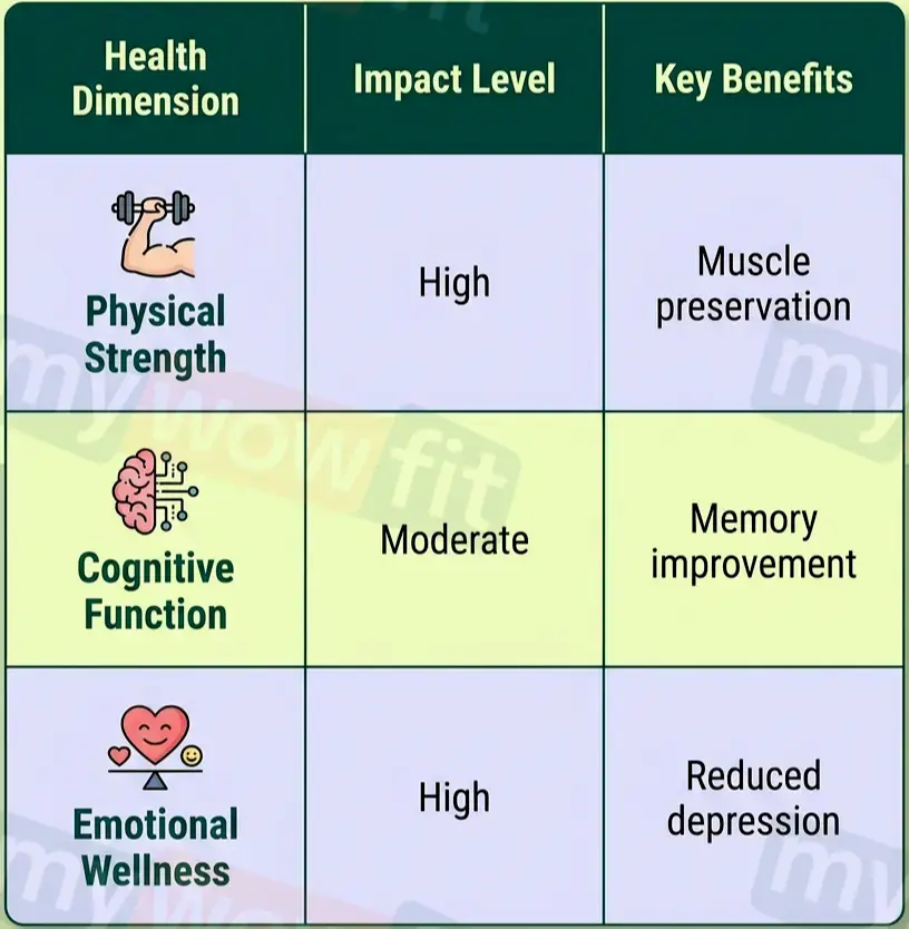 Table: health benefits of exercise for seniors