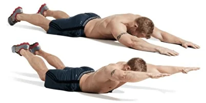 Man doing a superman back extension