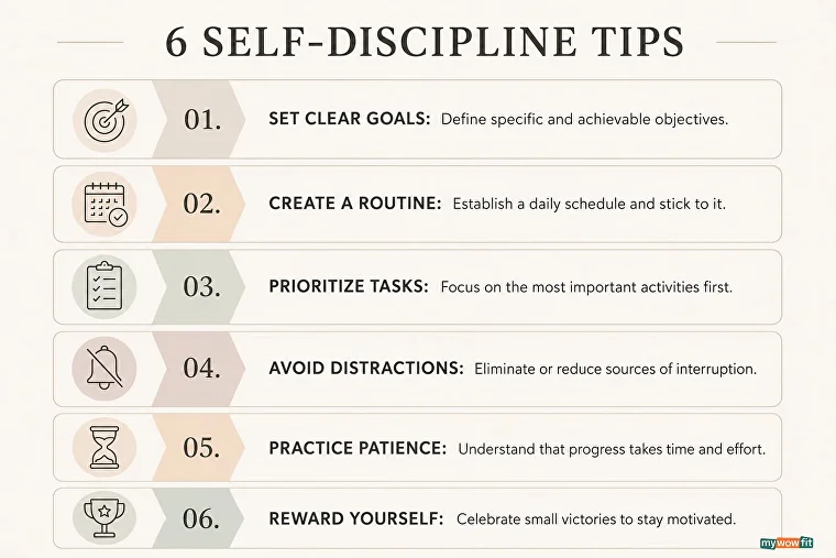 Infographic: 6 self-discipline tips for workout consistency