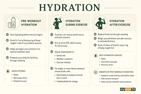 Infographic: hydration before, during and after a workout