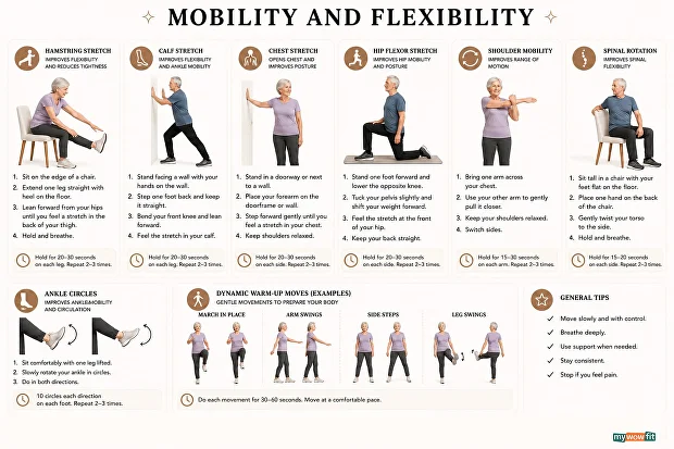Infographic: mobility and flexibility exercises