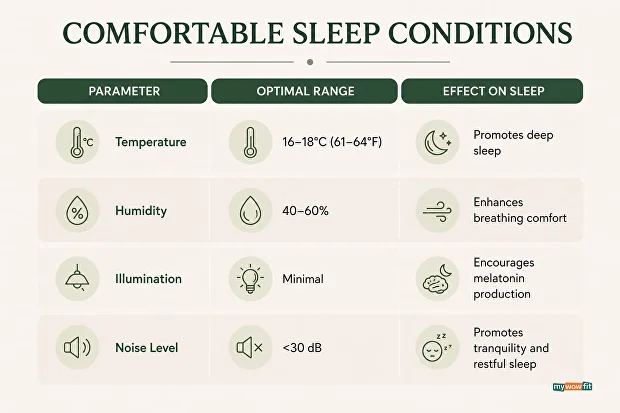 Infographic: comfortable sleep conditions