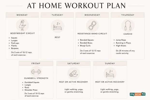 Infographic: at-home workout plan for women