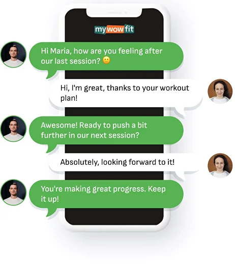 Chat with a Mywowfit trainer in the app